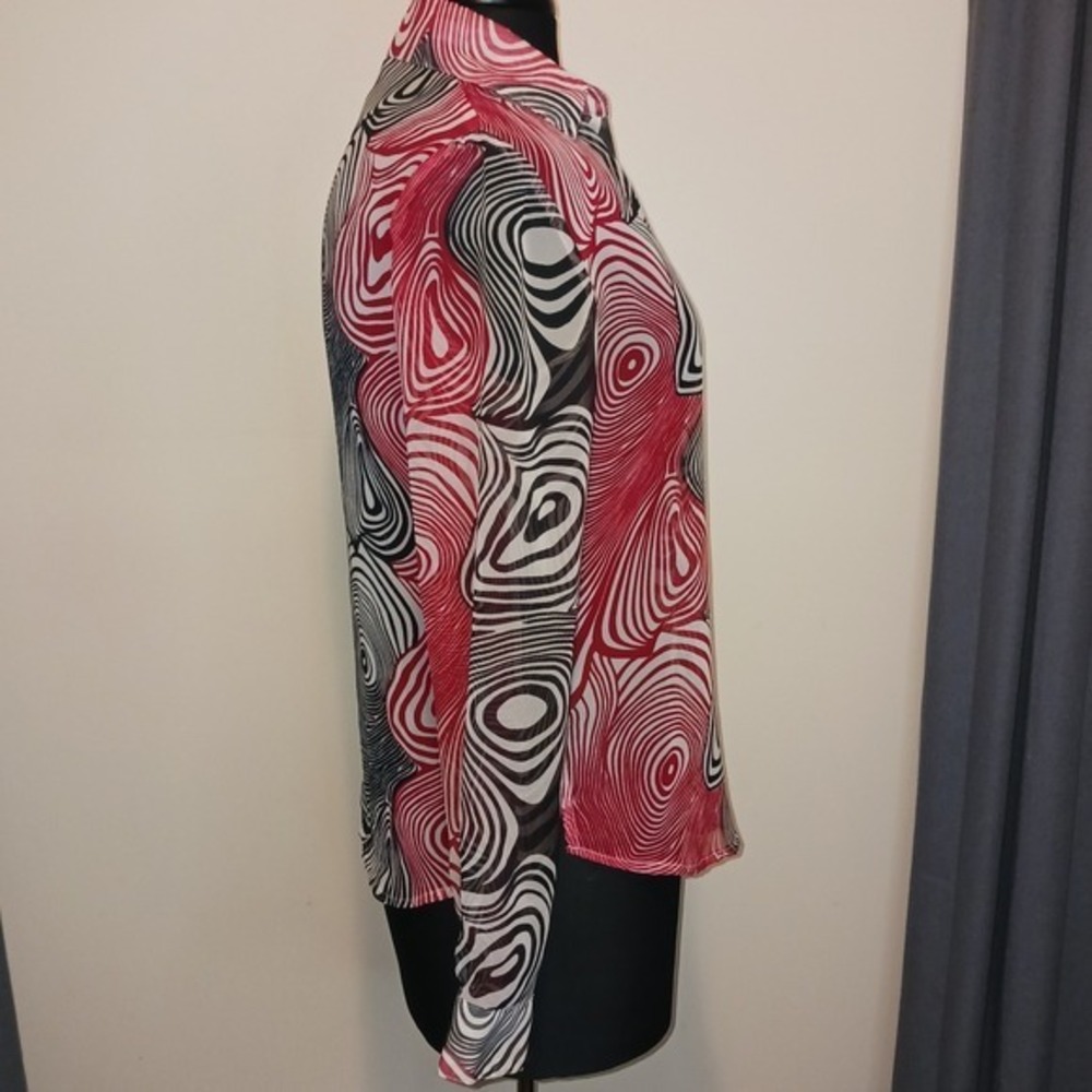Vintage NICOLA PETITE Sheer Swirl Print Long Sleeve Blouse & Tank Top Shirt PP - Picture 6 of 11